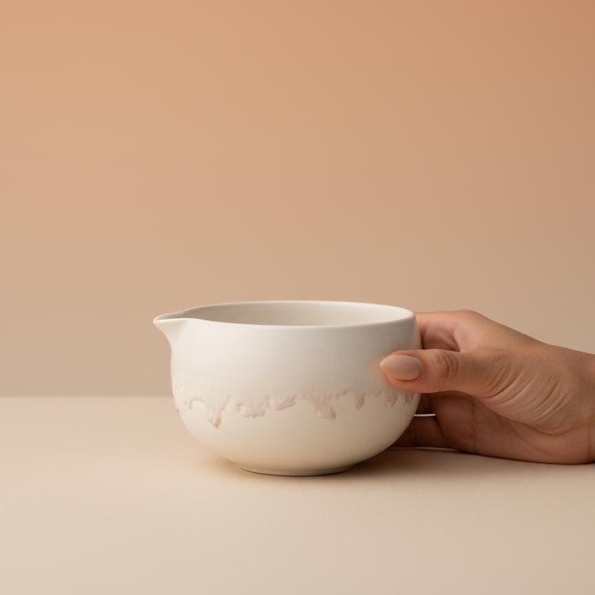 Handmade 4pc White Matcha Tea Set | Ceramic Bowls, Matcha Bowl 450ml
